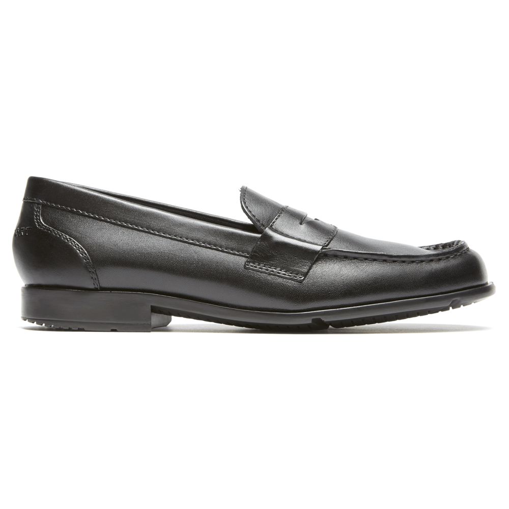 Rockport Men's Classic Penny Slip-Ons Loafers - Black - USA (3895BHRCO)